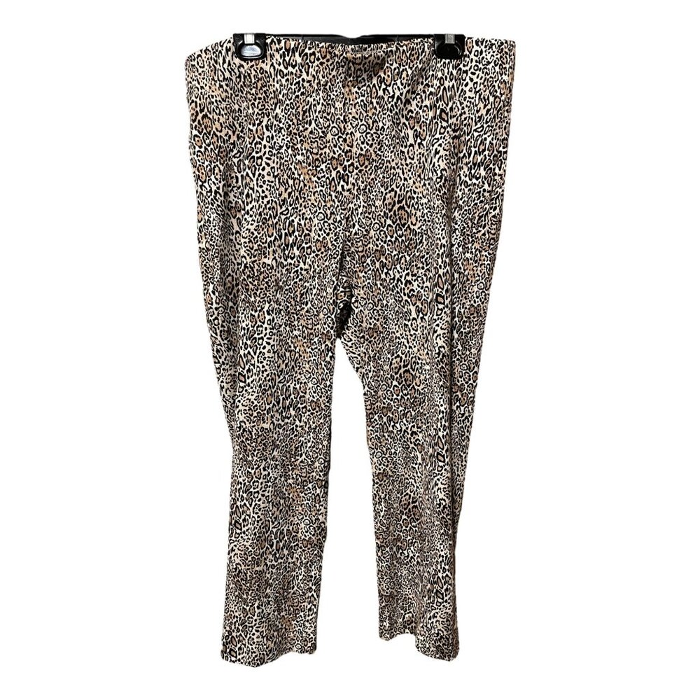Chico's Cream Brown Black Leopard Pattern‎ Slim Cropped Pant